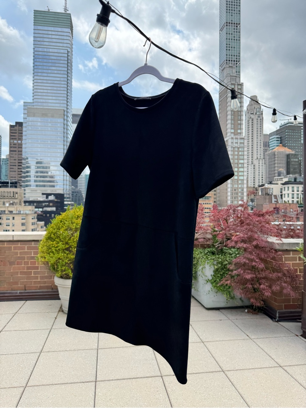 Zara Black Crewneck T-shirt Dress